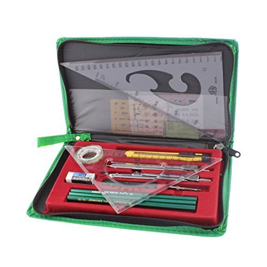 Product DealMux Estudantes Combinação Desenho Redação Pencil Compass Ferramentas Set 17 em 1