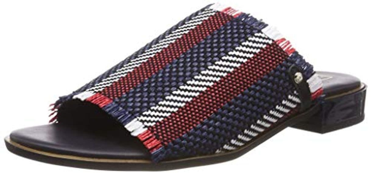 Fashion Tommy Hilfiger Tommy Raffia Mule Sandal, Sandalias para Mujer, Azul