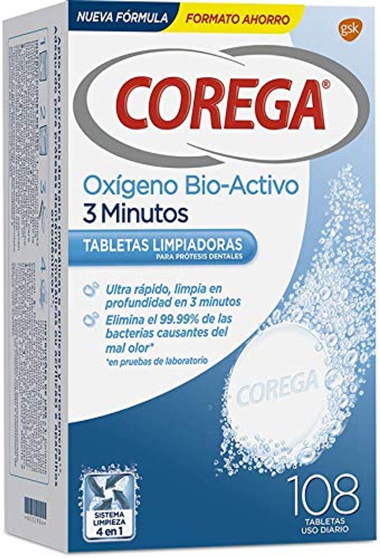 Product Corega Oxígeno Bio-Activo 3 Minutos Tabletas Limpiadoras para Prótesis Dentales