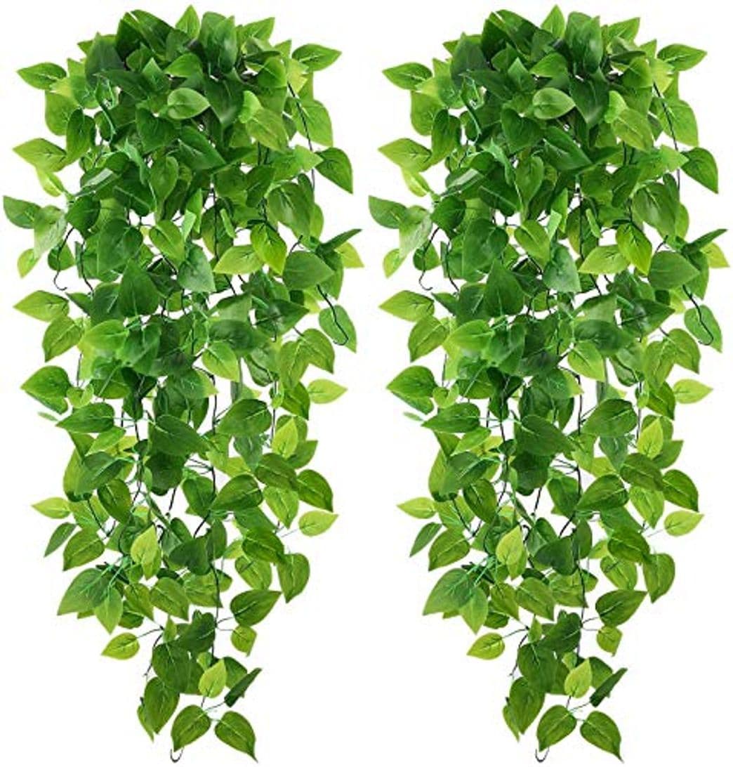 Product Karoro - Pack de 2 plantas colgantes artificiales de hiedra con hojas