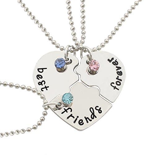 Lugar aloiness Tres Piezas Best Friends Forever Corazón Colgante Collar Conjunto Letras Grabado