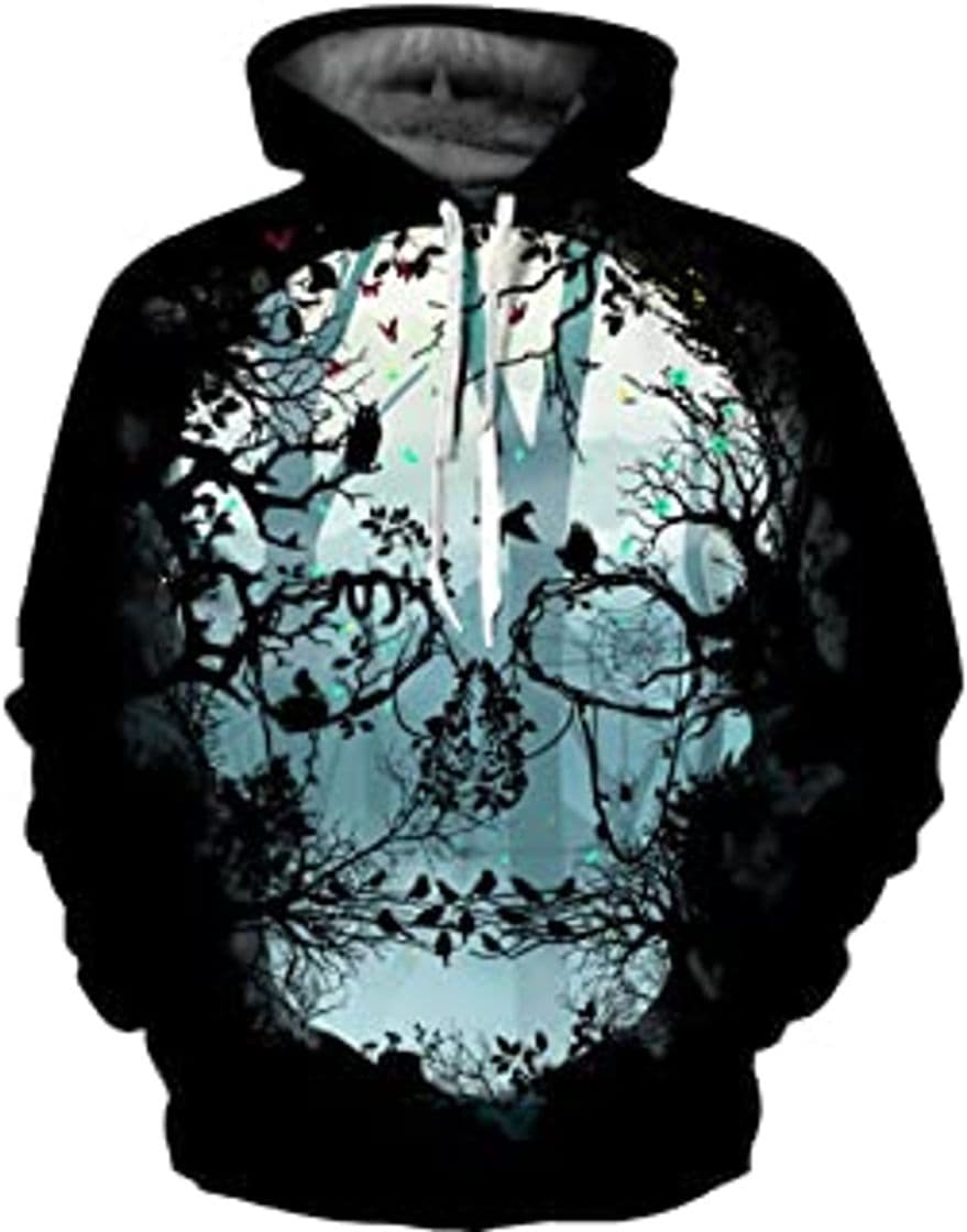 Producto 3DWY Sudadera con Capucha con Estampado de Calavera de Bosque en 3D Sudadera con Capucha para Hombre de otoño Tallas Grandes con Capucha de Manga Larga Moletom Informal para Hombres