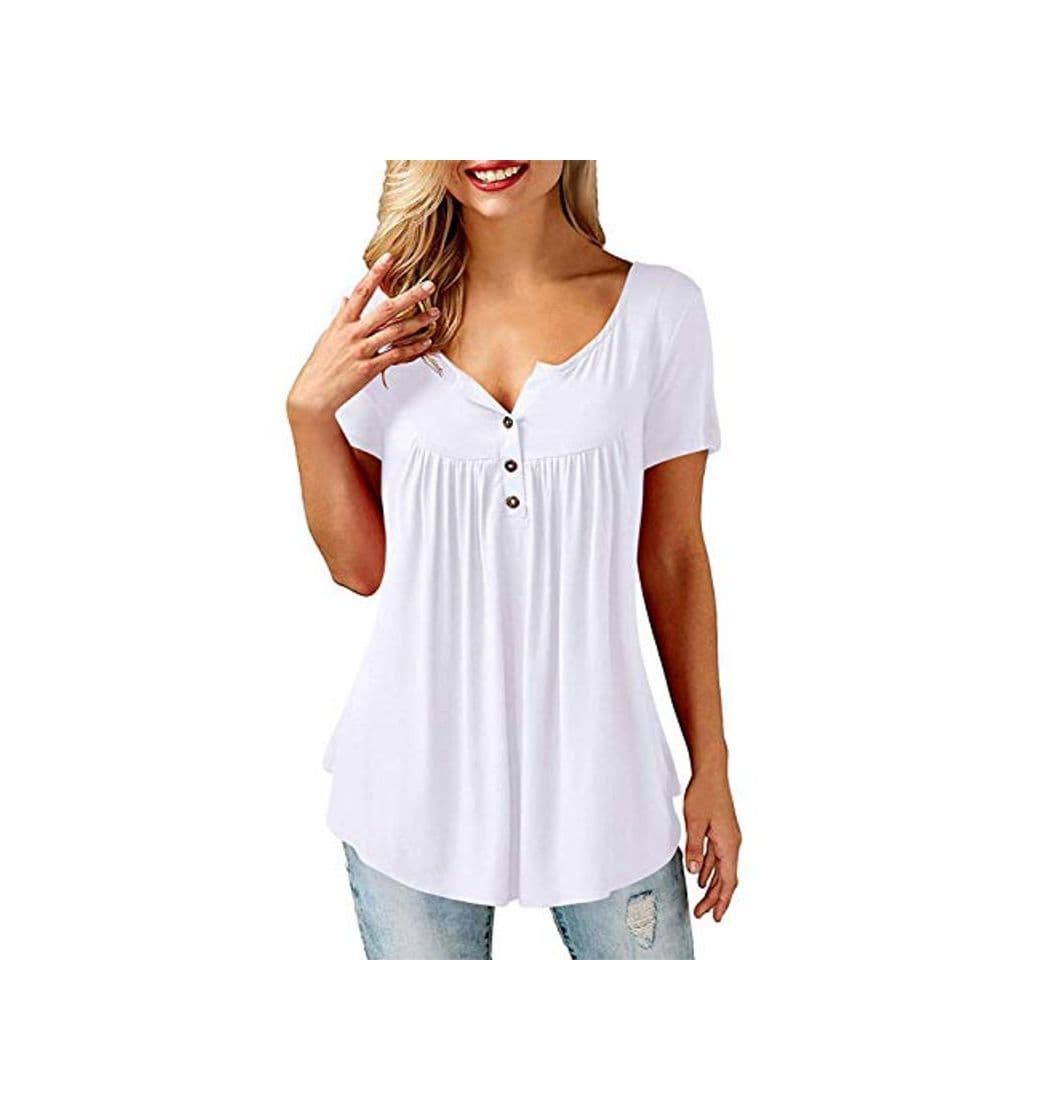 Product UMIPUBO Bluas de Mujer Camisa Algodón Blusa Mujer Elegante Manga Corta Camisa