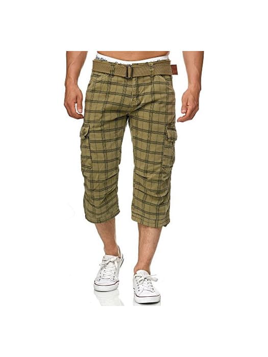 Product Indicode Caballero Nicolas Check Pantalones Cortos 3/4 Cargo a Cuadros con 6