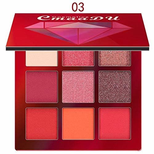 Product CmaaDu Sombras de Ojos de Brillos Diamantes 9pcs Paletas de Sombras para