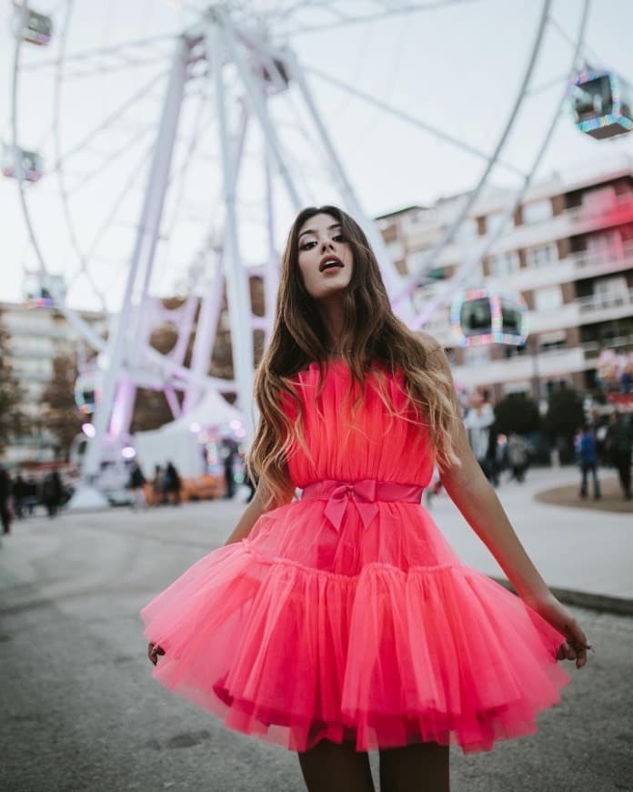 Moda Vestido tul rosa 