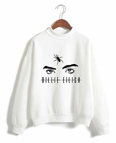 Moda SIMYJOY Unisex Sudadera sin Capucha Billie Eilish no Sonrisa Hiphop Street Fashion