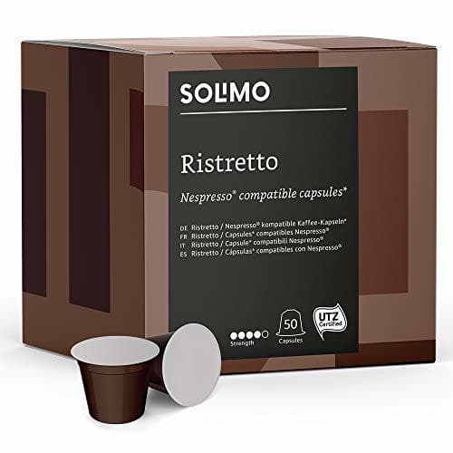 Product Marca Amazon - Solimo Cápsulas Ristretto, compatibles con Nespresso - café certificado