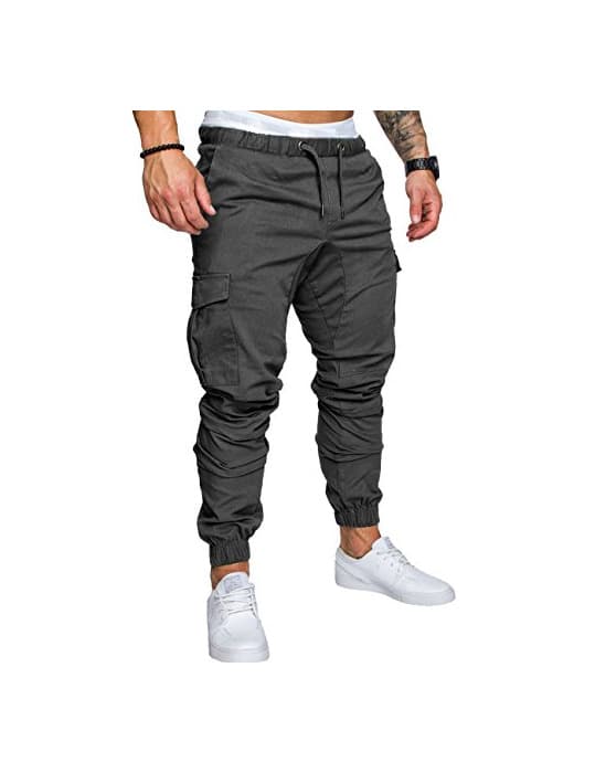 Producto SOMTHRON Hombre Cinturón de cintura elástico Pantalones de chándal de algodón largo