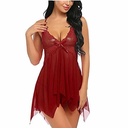 Product EVBEA Lencería Mujer Erótica Ropa Interior Camisón Babydoll Halter Cordón Transparente Lencería