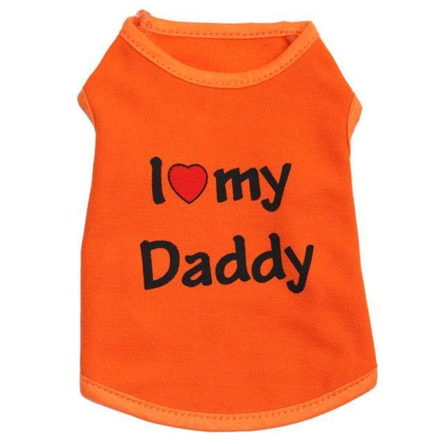 Fashion Spring Summer Dog Clothes I Love Daddy Mommy Dog Shirt