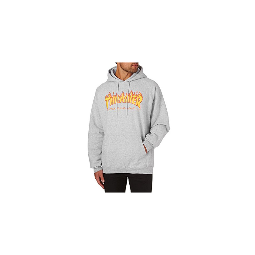 Fashion SUDADURA CON CAPUCHA THRASHER MAGAZINE FLAME LOGO GRIS - S