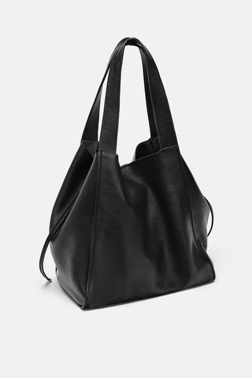 Moda Bolso negro piel Zara 