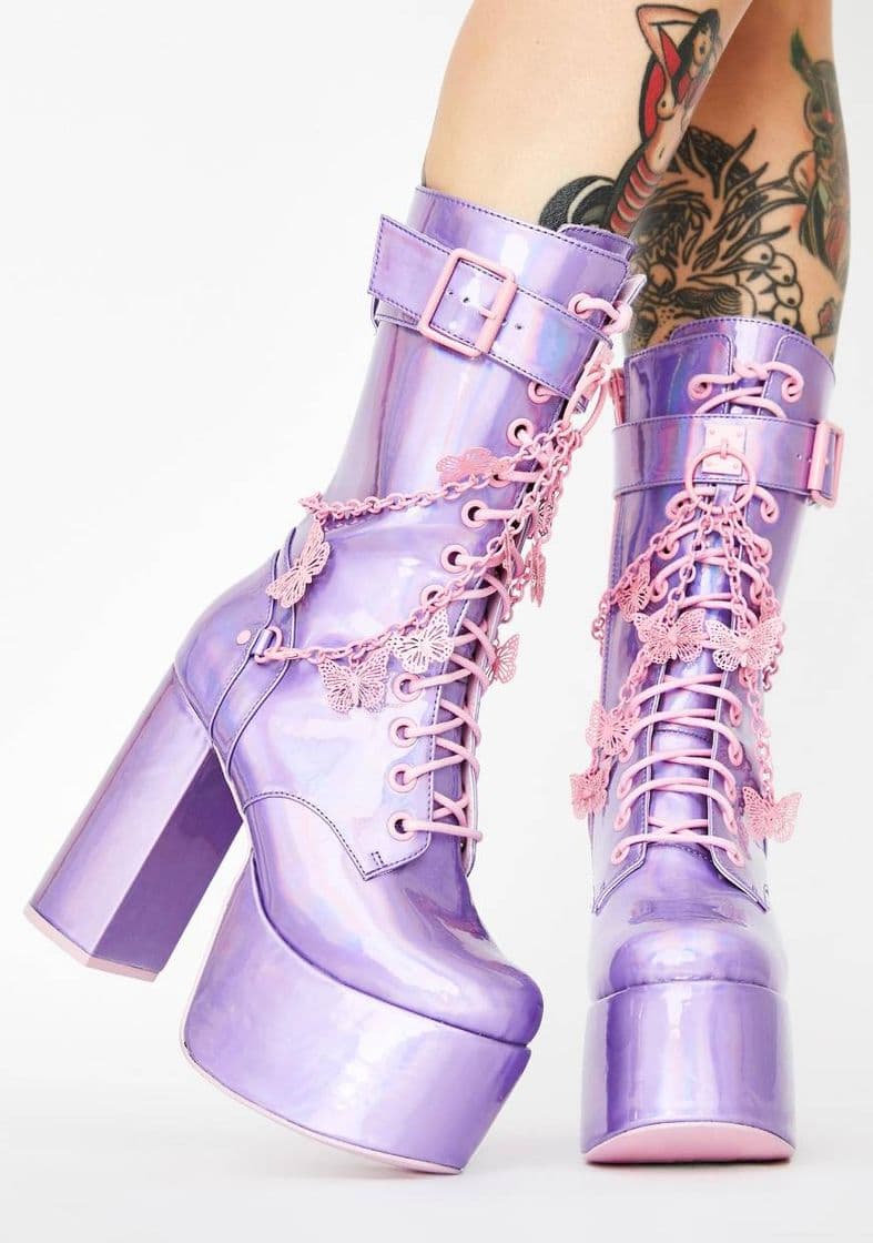 Fashion Holographic Boots with Butterflies from Ariana Grande