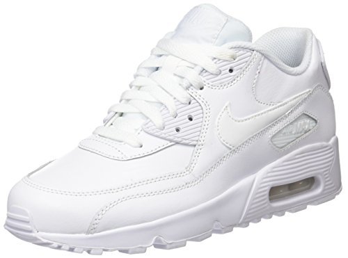 Moda Nike Air MAX 90 Leather, Zapatillas para Niños, Blanco