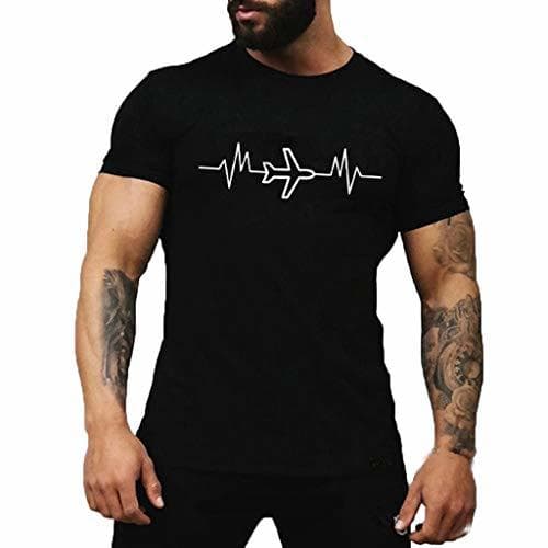 Product Blusas Hombre Lanskirt Camisetas Basicas Hombre Tops de ImpresióN de AvióN de