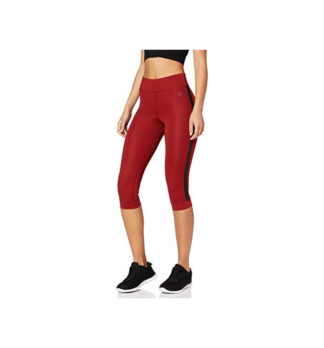 Fashion Marca Amazon - AURIQUE Leggings de Deporte con Banda Lateral Estilo Capri