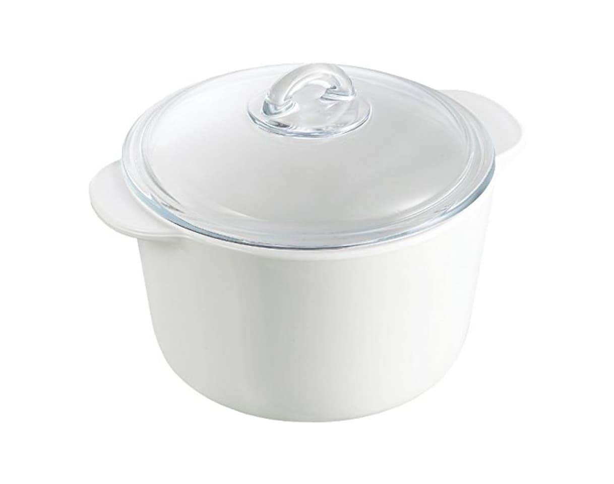 Producto Pyrex Flame - Cacerola redonda, 3 l, vidrio cerámico, color blanco