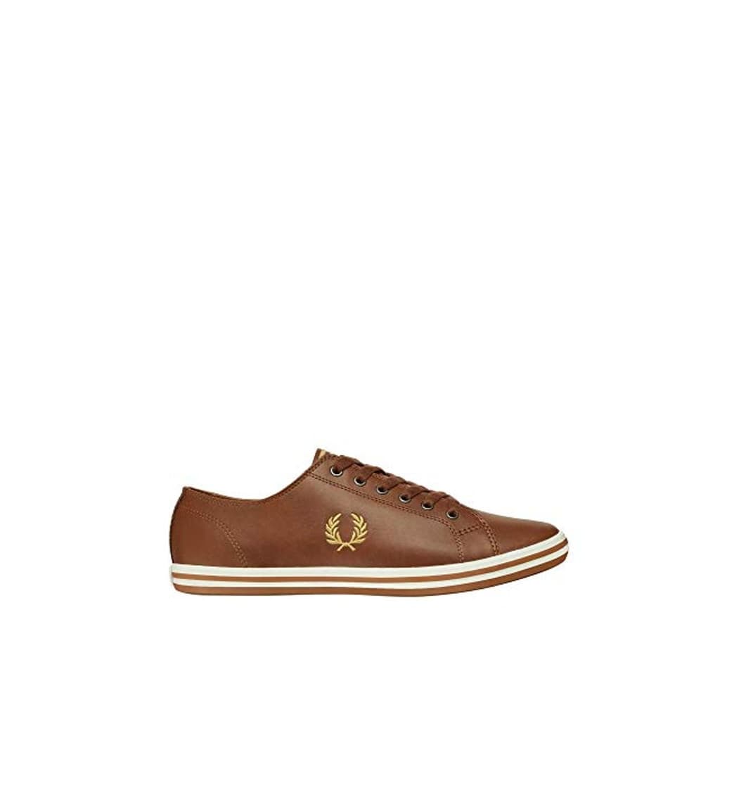 Fashion Fred Perry Kingston Hombres Marrón/Dorado Cuero Zapatillas-UK 7