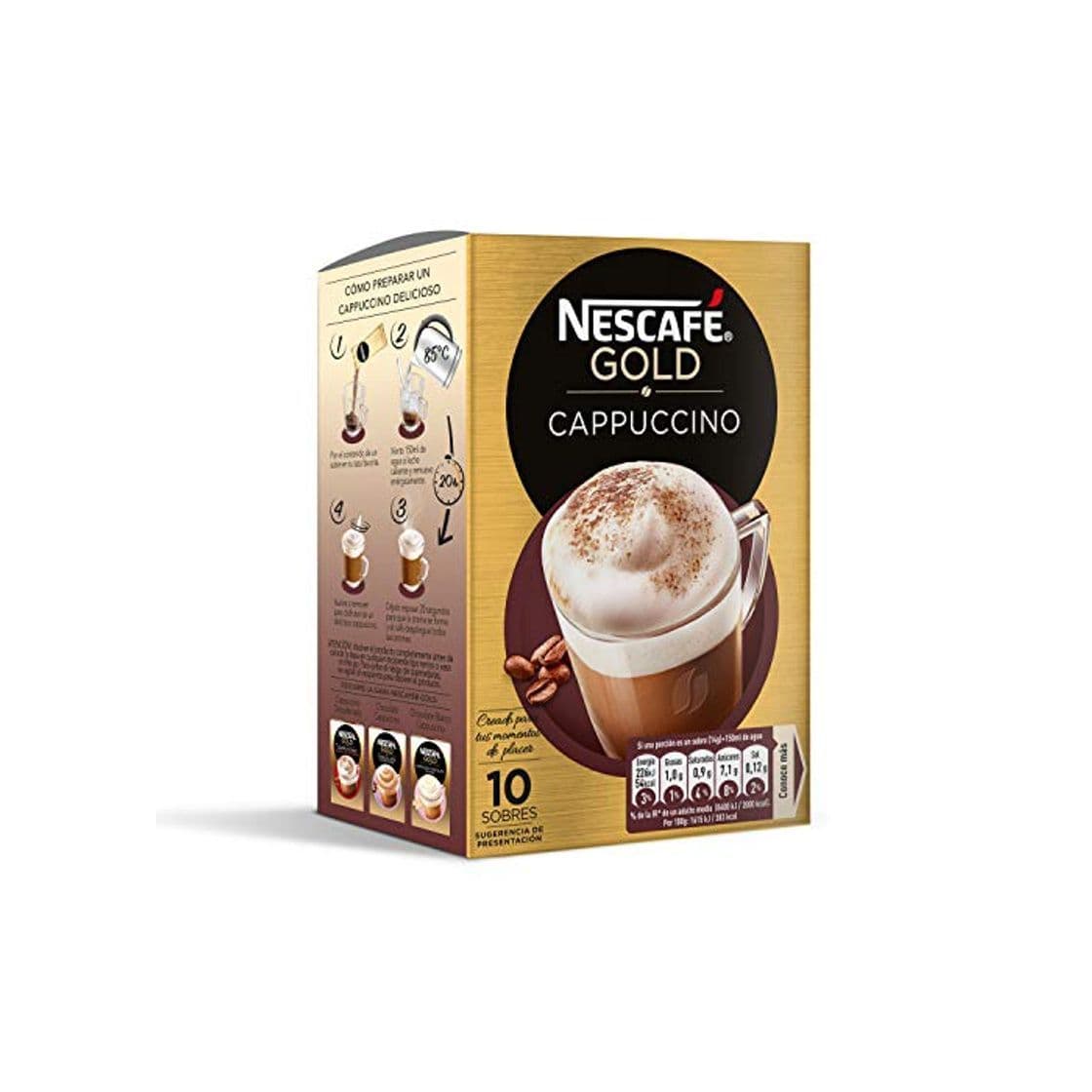 Product Nescafé Cappuccino - Café Soluble Natural - 3 Paquetes de 10 Sobres