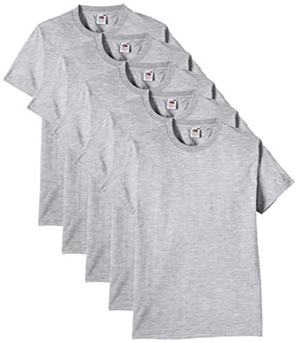 Fashion Fruit of the Loom Heavy Cotton tee Shirt 5 Pack Camiseta, Gris