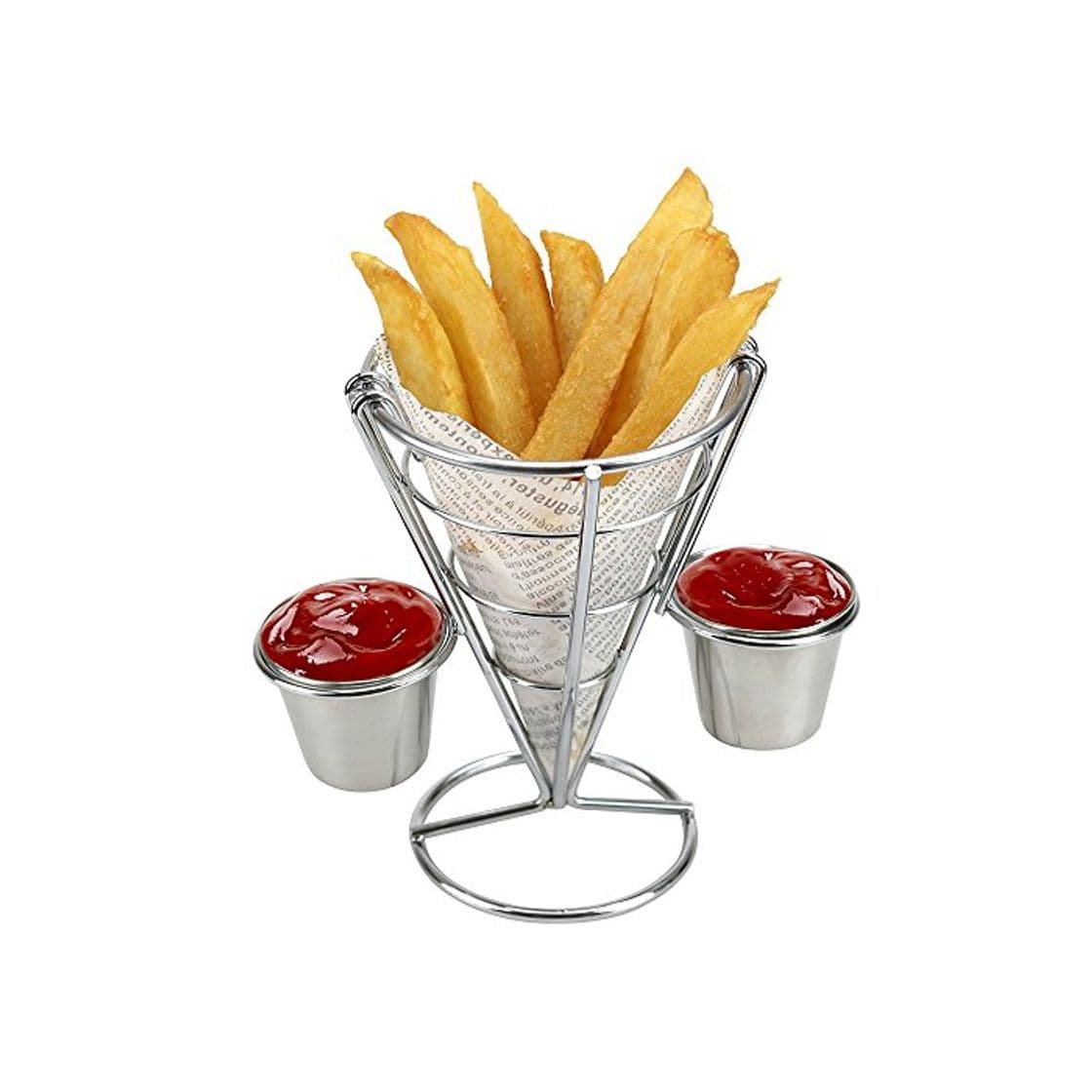 Producto French Fry Stand Cone Basket Con Soporte Para 2 Salsas