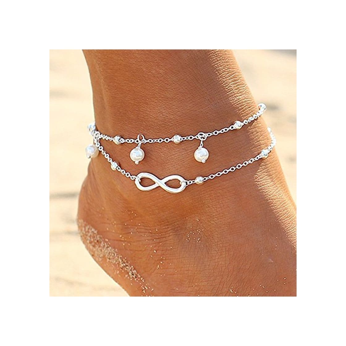 Belleza Pulsera de tobillo para mujer de Quanjucheer, para verano, playa, tobillera, Aleación,