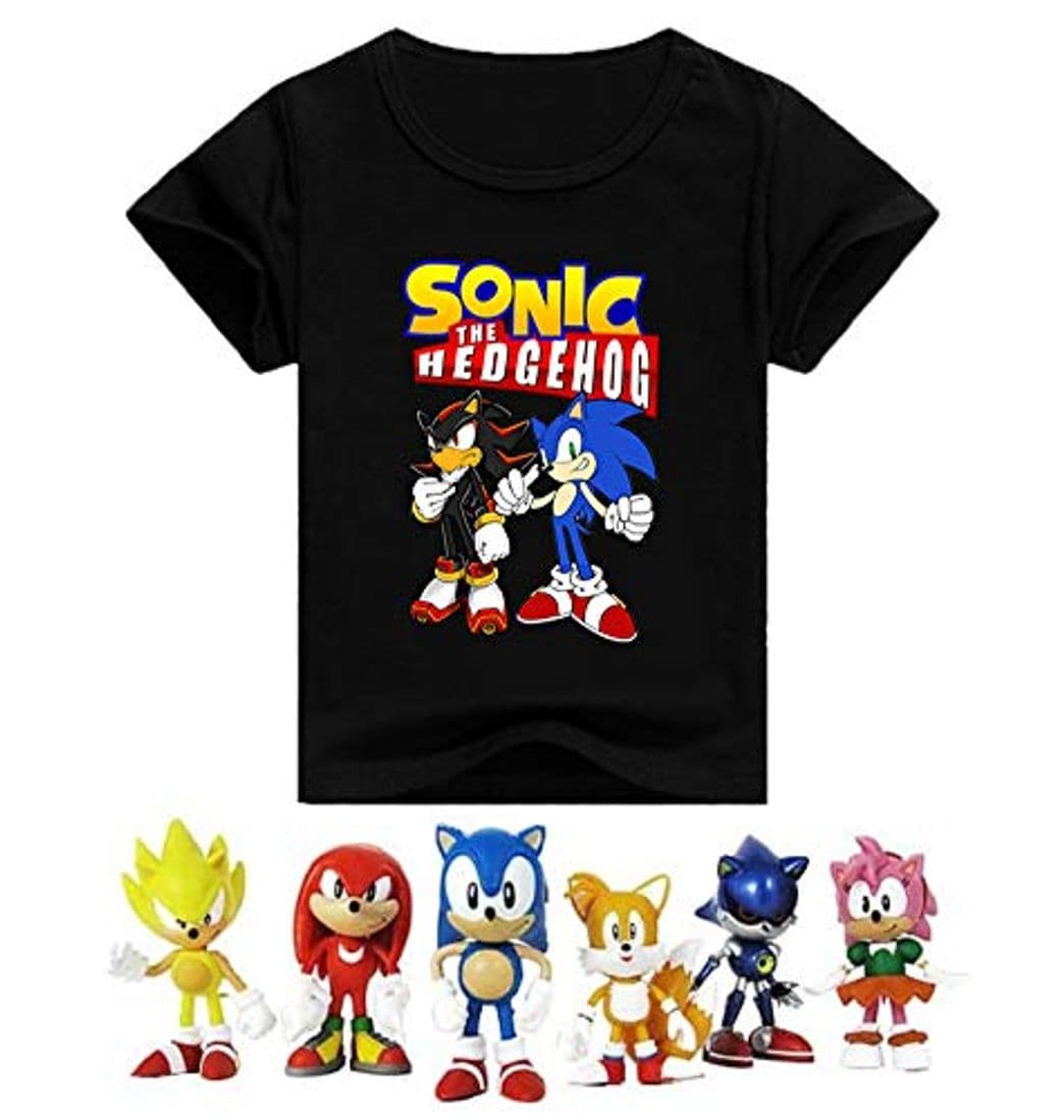 Moda SUPFANS Sonic The Hedgehog Camiseta de manga corta de algodón con figuras