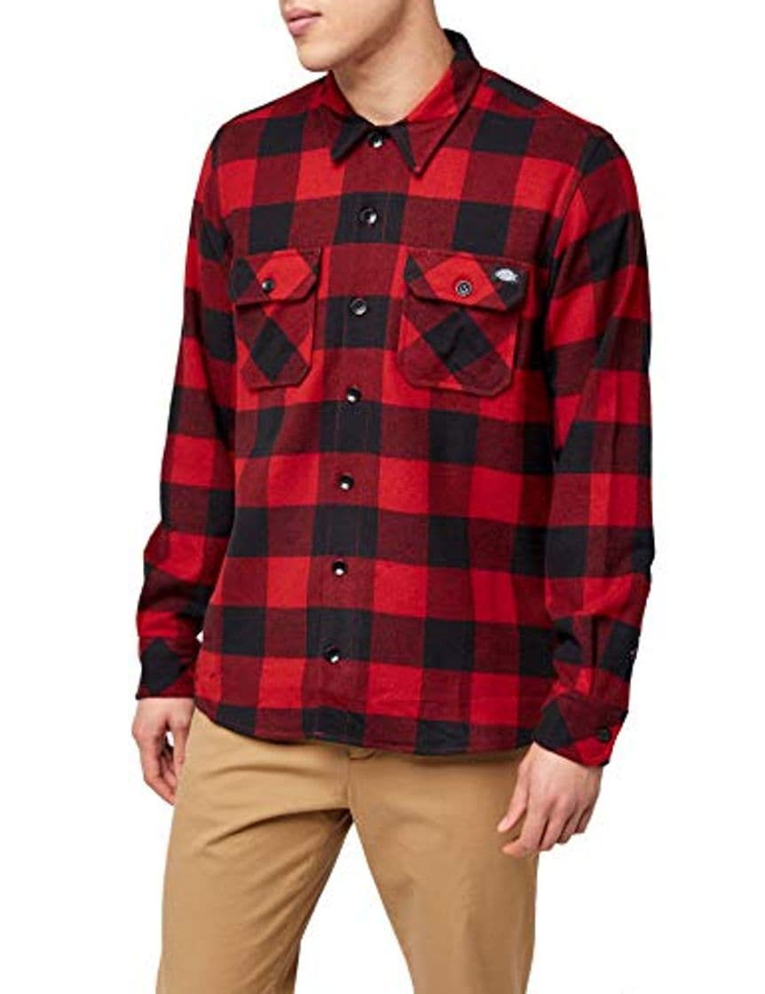 Moda Dickies Streetwear Male Shirt Sacramento, Camisa Deportiva Para Hombre, Rojo, Mediano