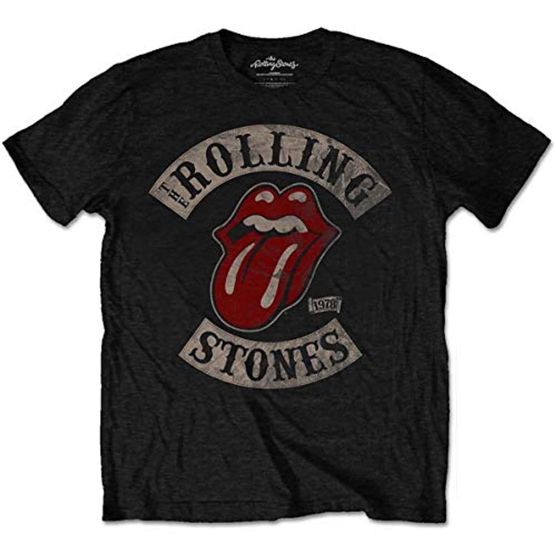 Fashion Rolling Stones Tour 78 Mens Blk TS Camiseta, Negro