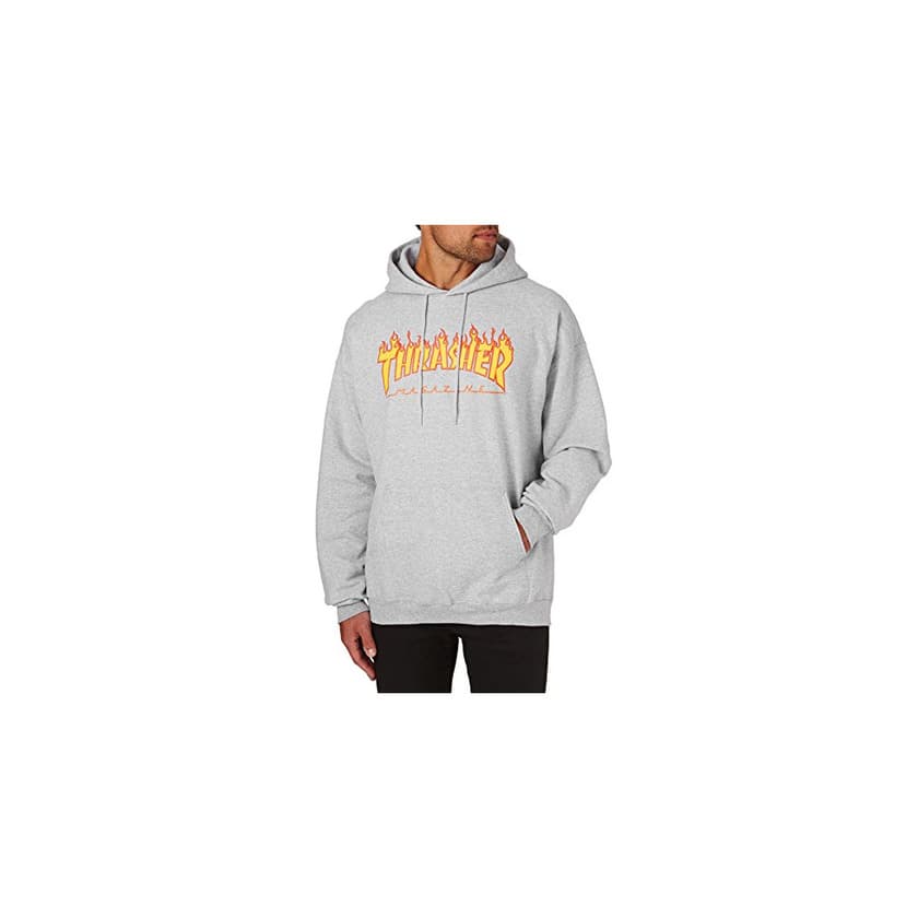 Moda SUDADURA CON CAPUCHA THRASHER MAGAZINE FLAME LOGO GRIS - S