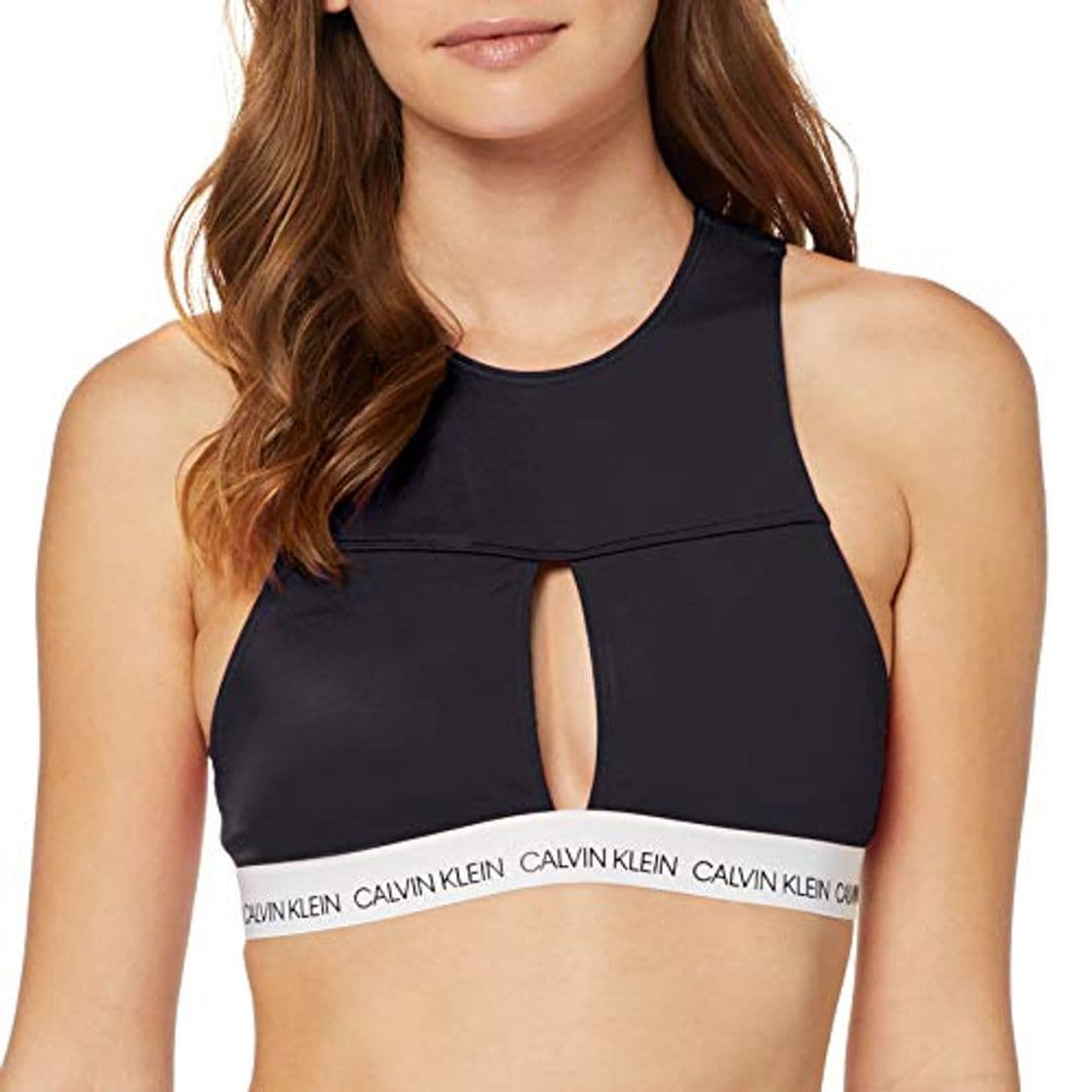 Fashion Tommy Hilfiger Open Square Crop Top-rp Parte de arriba de bikini, Negro