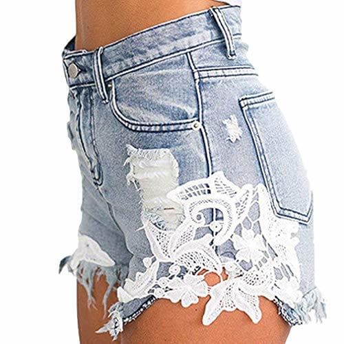 Product Mujeres de la Borla Pantalones Cortos de Mezclilla Encaje Sexy Flor Costura