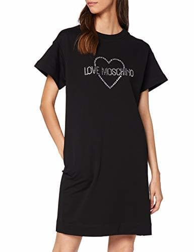 Product Love Moschino Logo Core Rhimestone_Short Sleeve Dress Vestido,