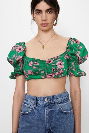 Moda Cropped flores ZARA ✨