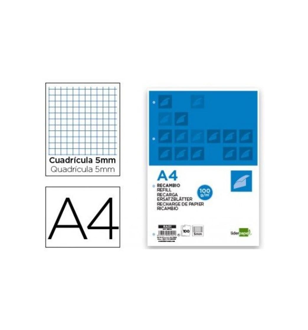 Product Liderpapel - Recambio a4 100 hojas 100g/m2 cuadro 5mm con margen 4