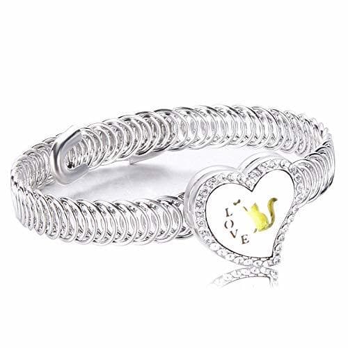 Producto N/X JXISL Brazalete Damen Herzförmiges Verstellbares Brazalete Edelstahl Charm Silber Brazalete Kreativer