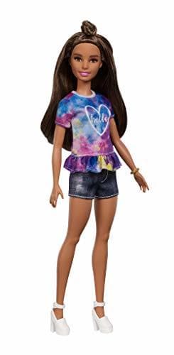 Product Barbie Fashionista - Muñeca morena con moño y shorts tejanos