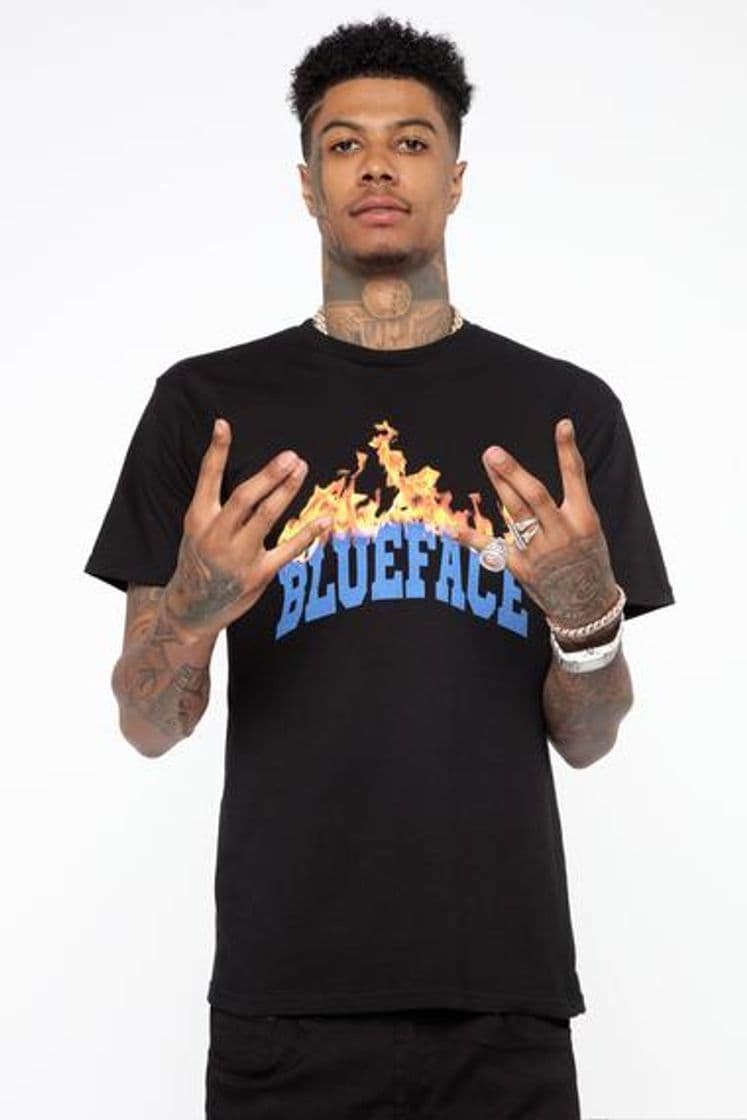 Fashion Blueface Flames Short Sleeve Tee - Blue/combo – Fashion Nova