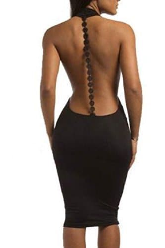 Moda Vestido Mujer Sexy Corto Ajustado Verano Cuello en V Profundo sin Espalda