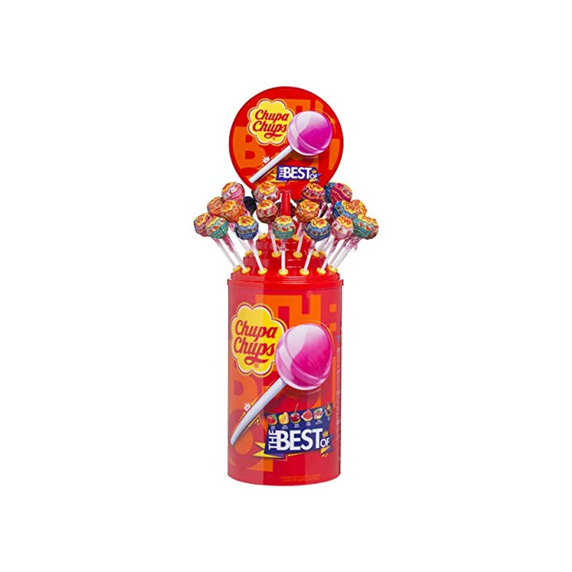 Product Chupa Chups Original, Caramelo con Palo de Sabores Variados, Tubo Icon Pack