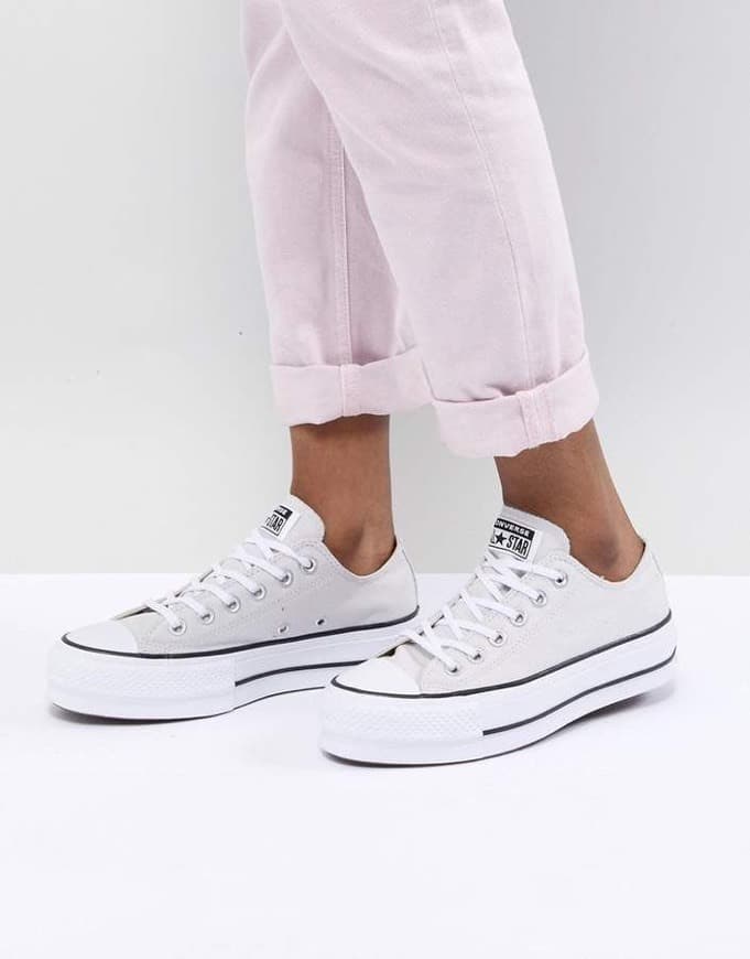 Fashion Converse Chuck Taylor CTAS Lift Ox Canvas, Zapatillas para Mujer, Blanco