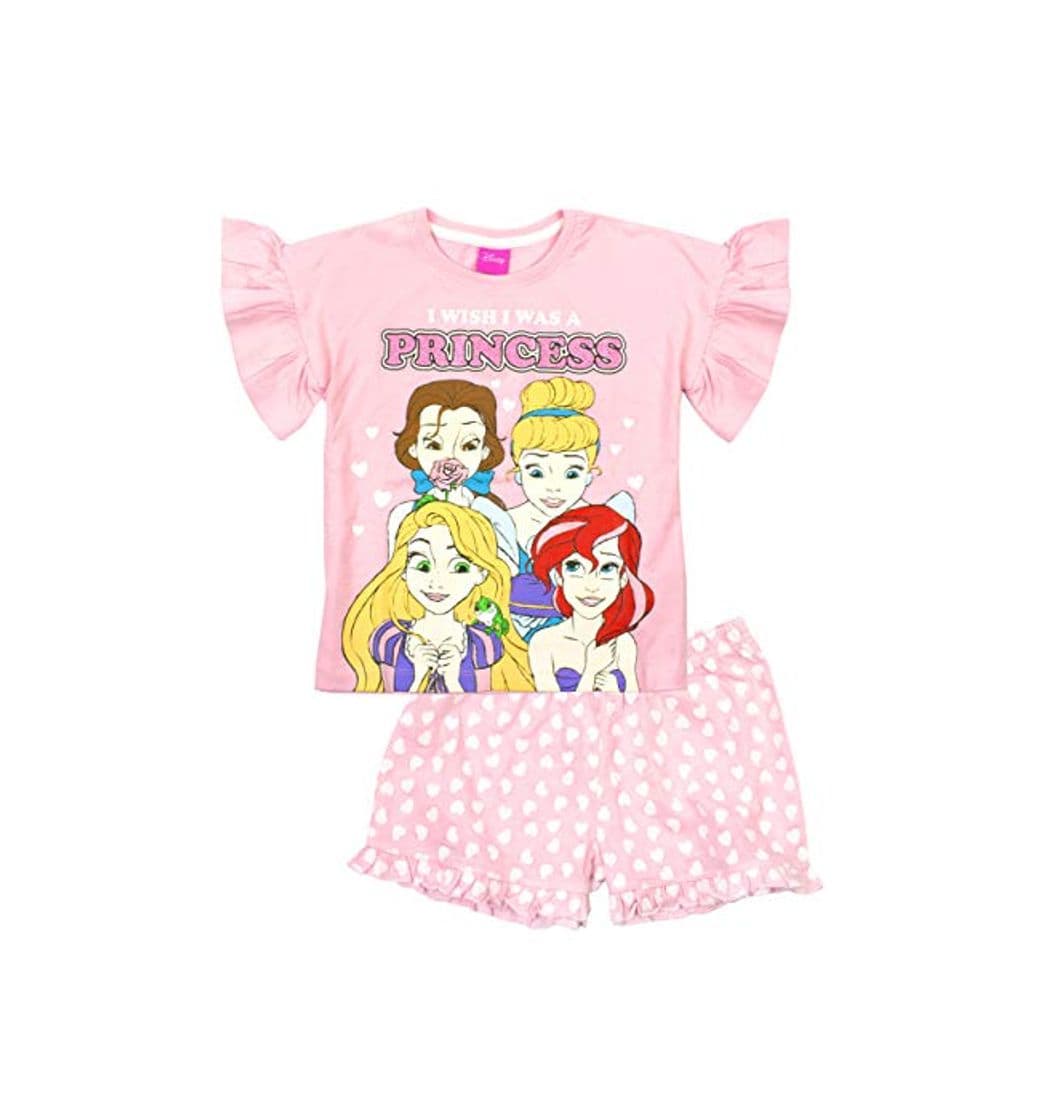 Fashion Conjunto de Pijama Corto de algodón Rosa para niñas Princesas de Disney