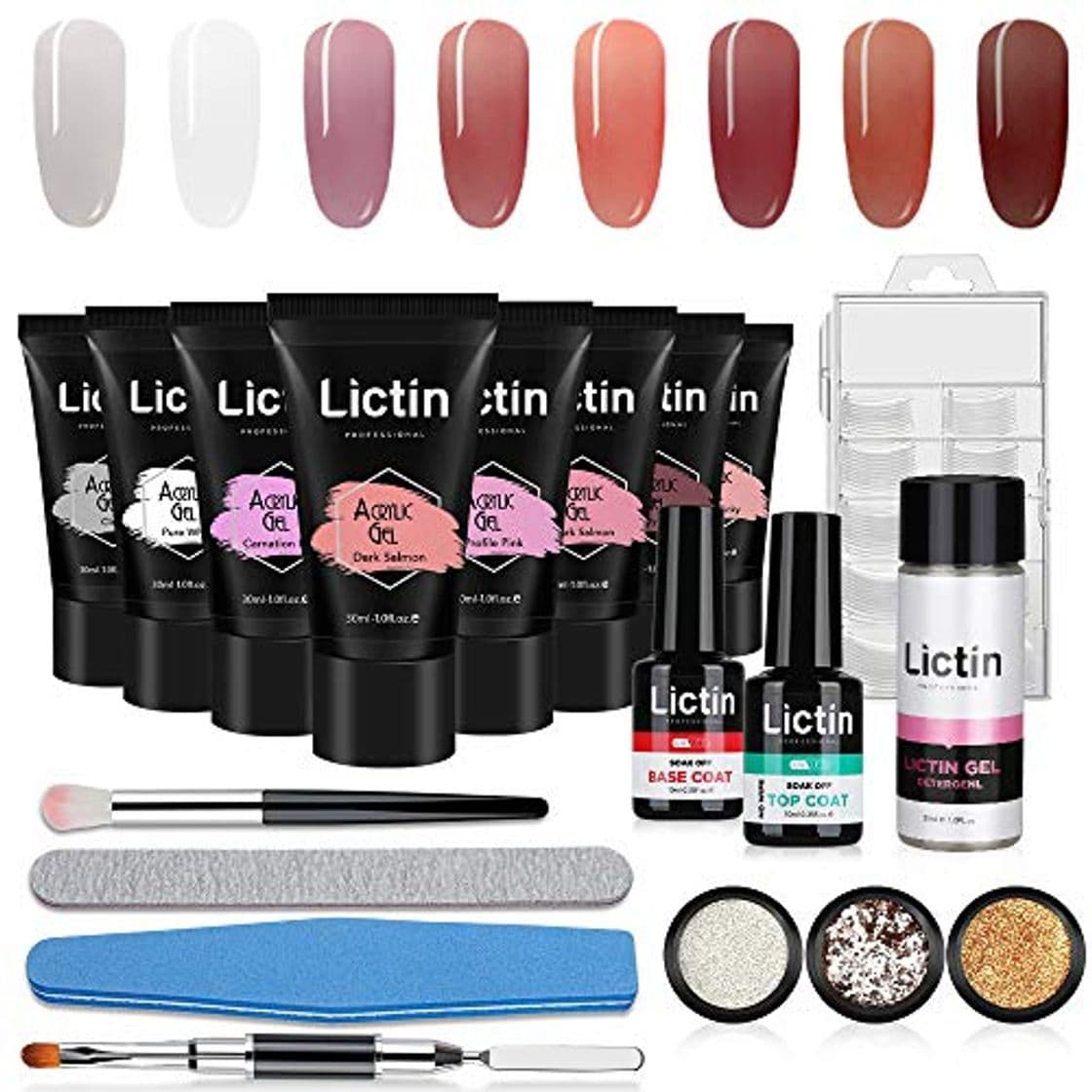 Producto Lictin Kit Gel de Extensión de Uñas- 8 Colores Kit Poly Gel