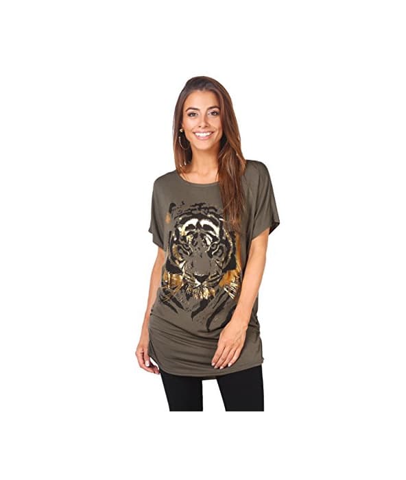 Product KRISP Camiseta Mujer Top Tallas Grandes Blusa Manga Corta Ancha Fruncido Larga