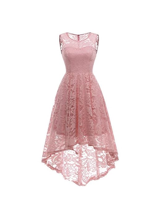 Producto MUADRESS Vestido Cóctel Vintage A-línea Hi-Lo Elegante Mujer Flor Encaje Vestidos De