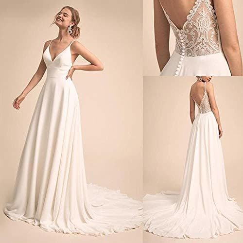 Producto Vestido de novia escote en V con cuello en V sencillo y