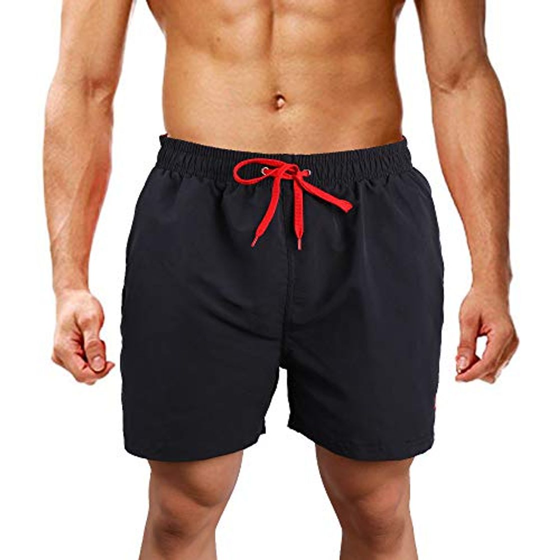 Product LK LEKUNI Bañador Hombre Pantalones de Playa con Forro con Cordón Traje de Baño Pantalón Ceñido_Negro_M