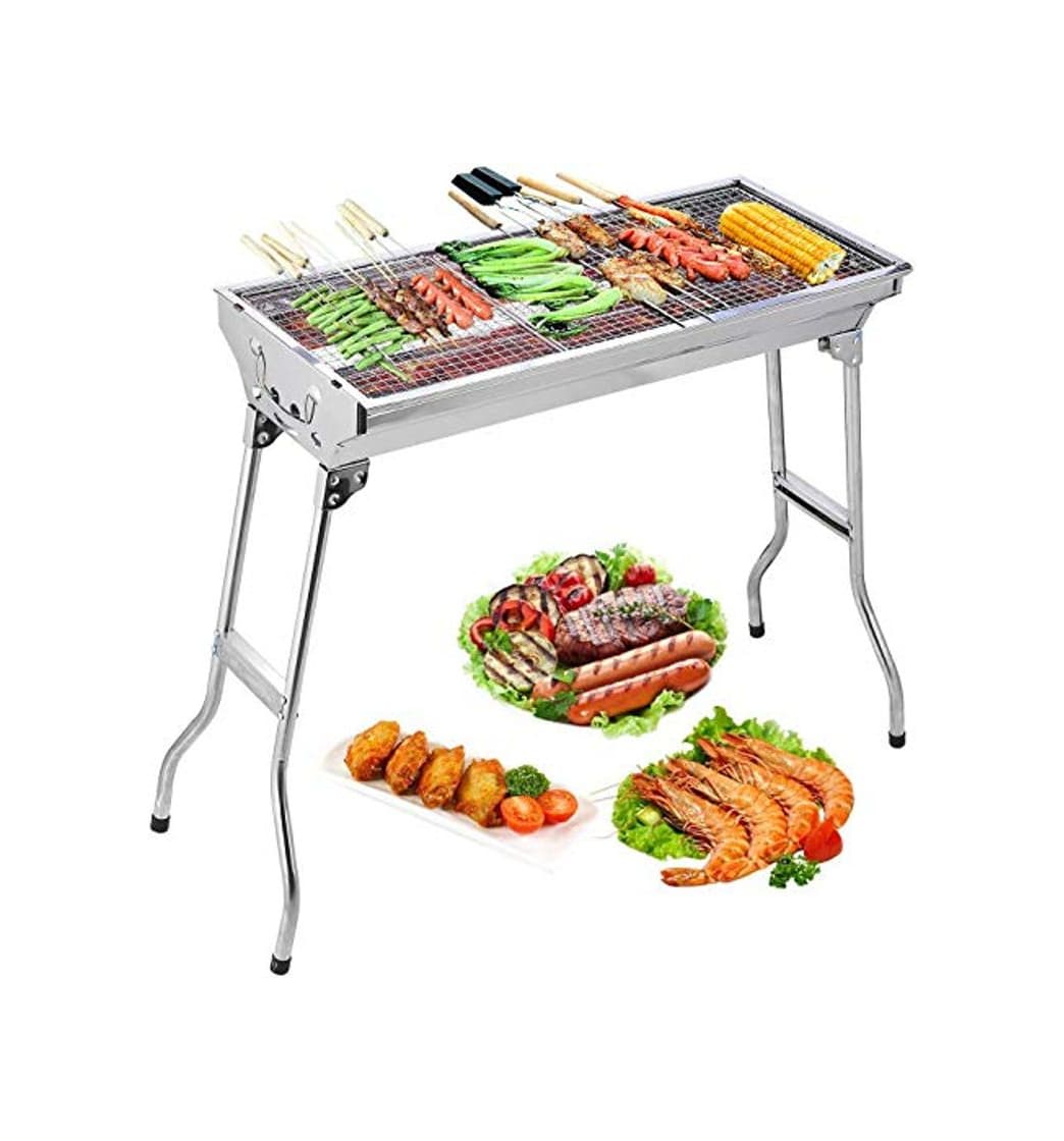 Product Uten Barbacoa Portátil de Acero Inoxidable Barbacoa Plegable Parrillada Asador al Aire Libre BBQ de Carbón para Cocinar Camping Senderismo Picnics