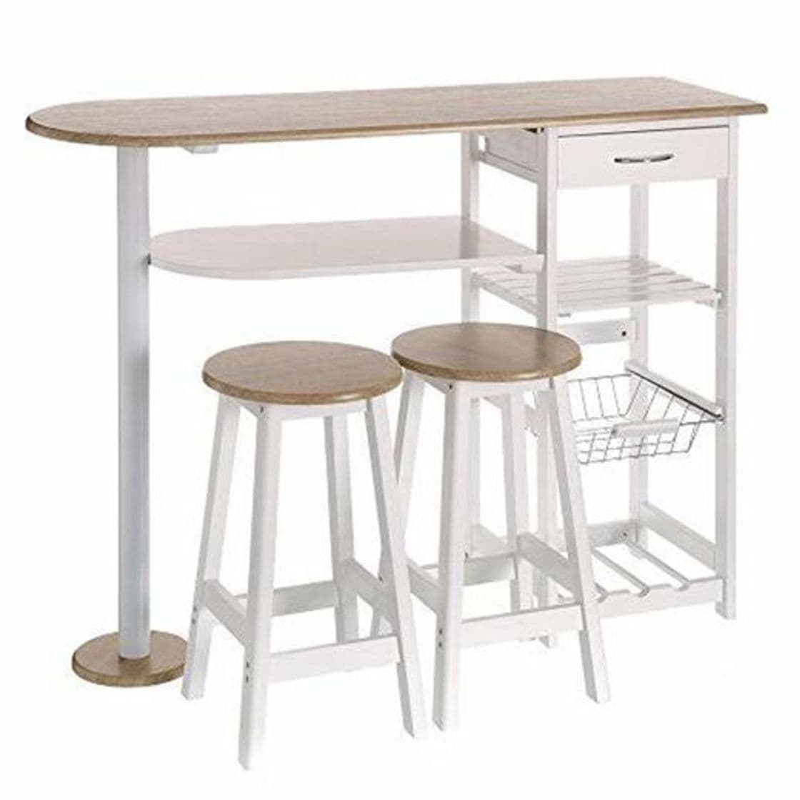 Product Mesa para cocina de bar moderna de madera blanca Basic